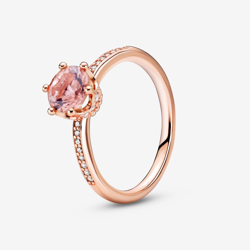 Bague solitaire scintillante cristal rose cz, rose - 188289C01-52 - Pandora