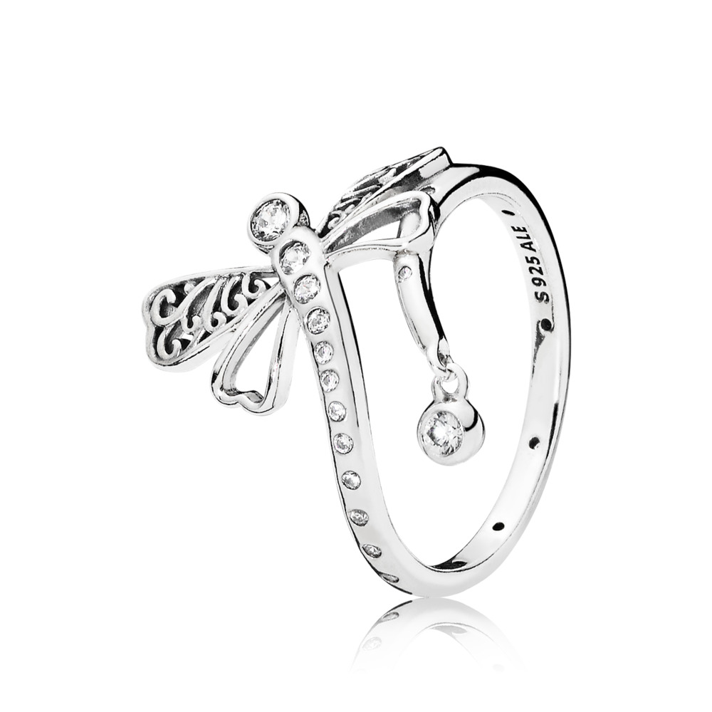 Colorless cz, dream dragonfly ring