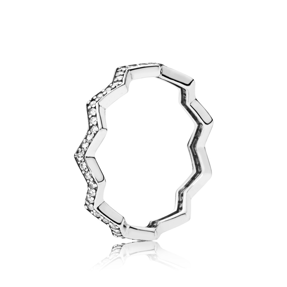 Bague zigzag scintillant, argent, zircons - 197751CZ-50 - Pandora