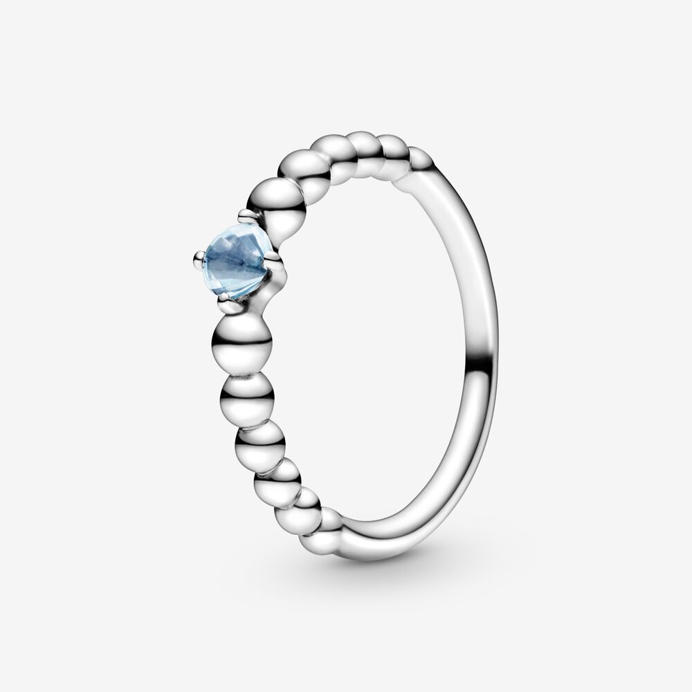 Bague perlé bleu aqua, topaze traitée - 198867C01-56 - Pandora