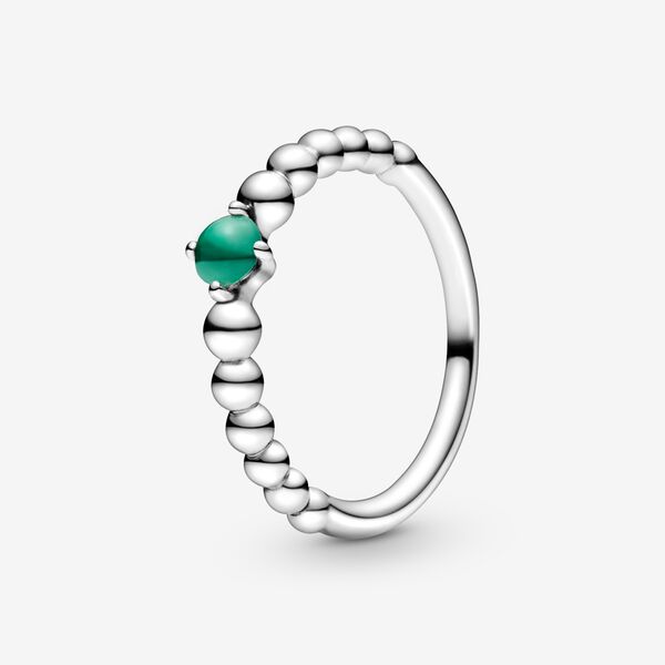 Bague perlé vert forêt tropicale, topaze