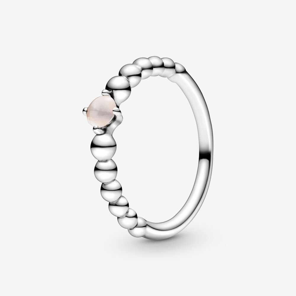 Bague perlé rose brouillard, topaze