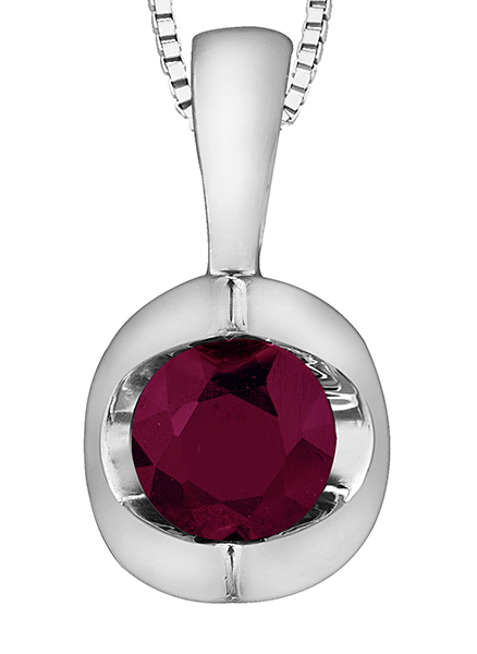 Pendentif solitaire or blanc, rubis