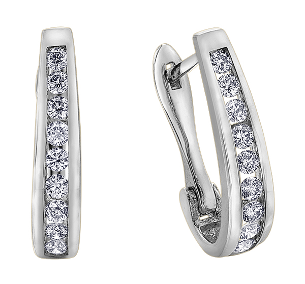 Hoop earrings in white gold with 10 diamond points - 20093 - Libman