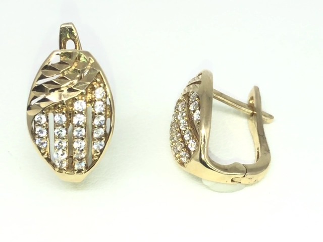 Yellow gold hoop earrings with zirconium - 2114 - Exclusivity