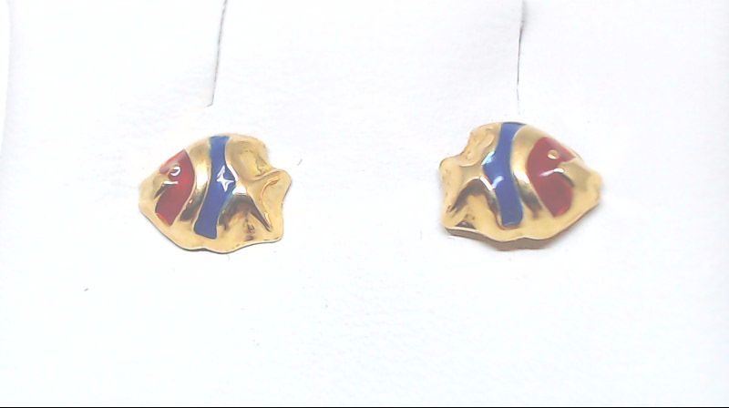 Yellow gold colored fish fixed earrings - 2558 - Adora By Malo