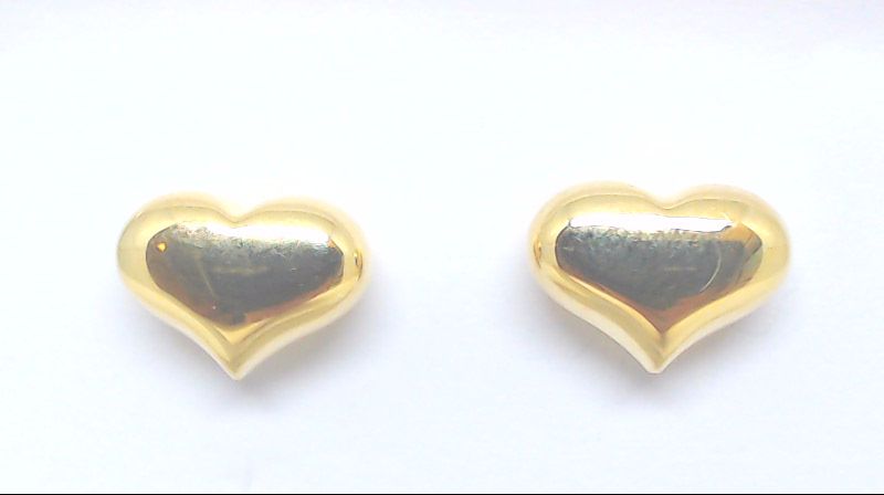 Yellow gold bombed heart fixed earrings - 2901 - Exclusivity