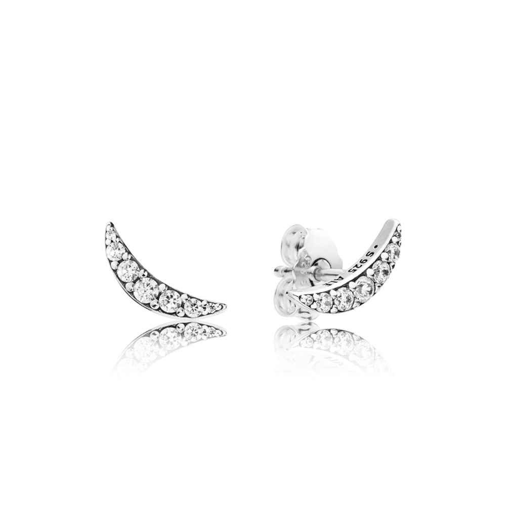 Bo fixes croissant de lune scintillant, argent, zircons - 297569CZ - Pandora