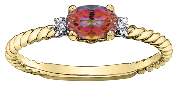 Yellow gold ring wirh 2 dia pts & topaz - 30080 - Corona