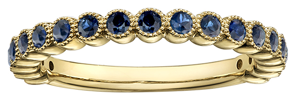 Yellow gold semi-eternity with sapphires - 30087 - Corona