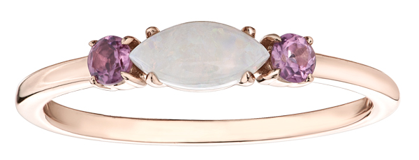 Rose gold,opal, and tourmaline ring - 30091 - Corona