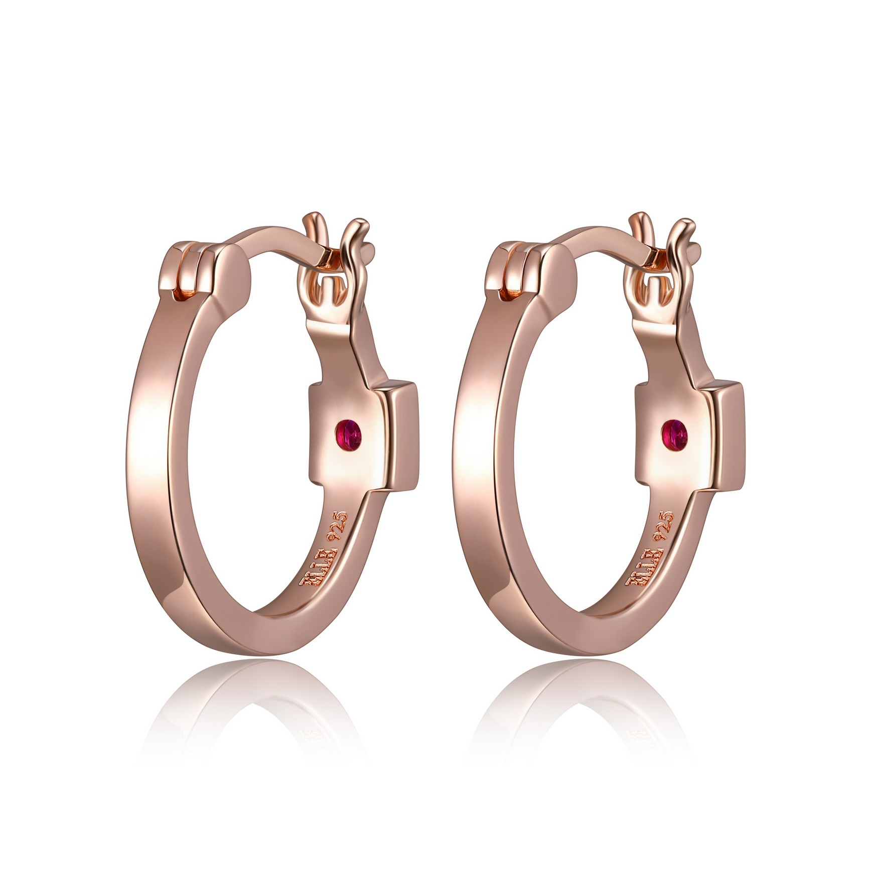 Pink silver hoop earrings for women - 32LC26970J - Elle