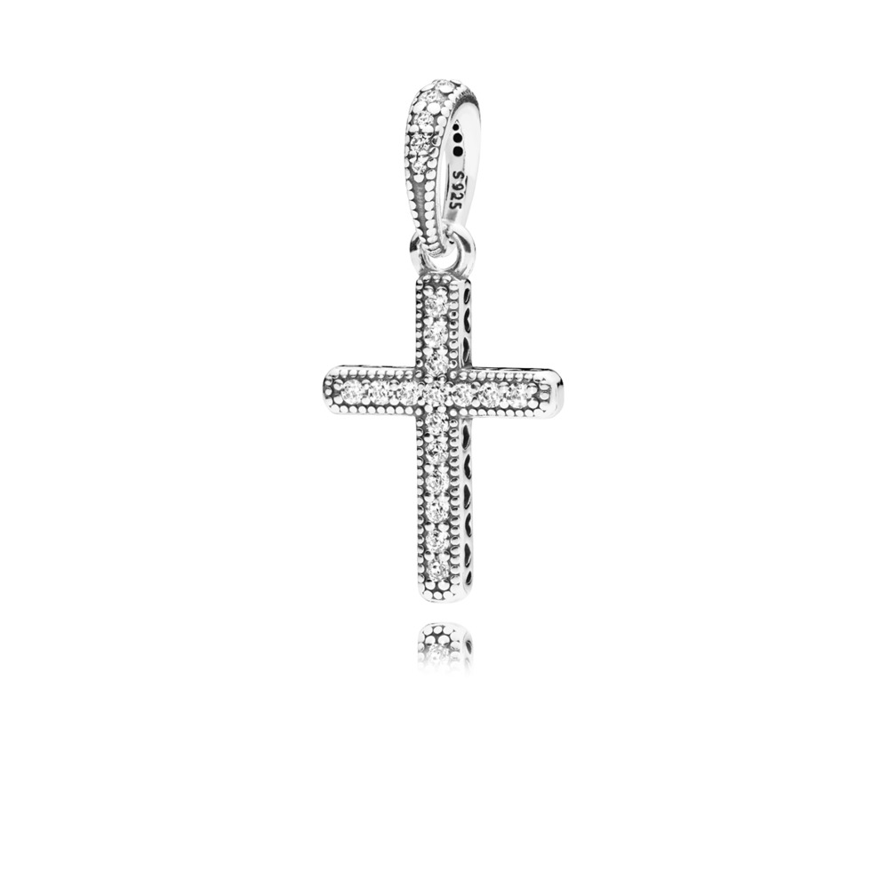 Pendentif croix classique, cz incolore