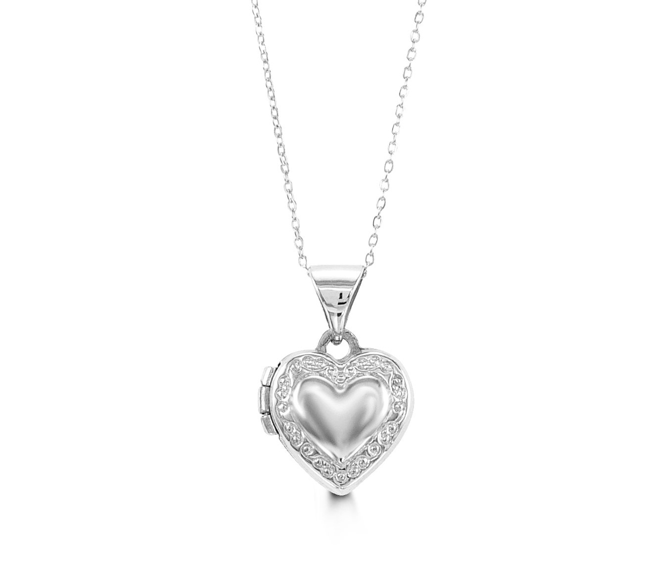 Pendentif loquet coeur, or blanc