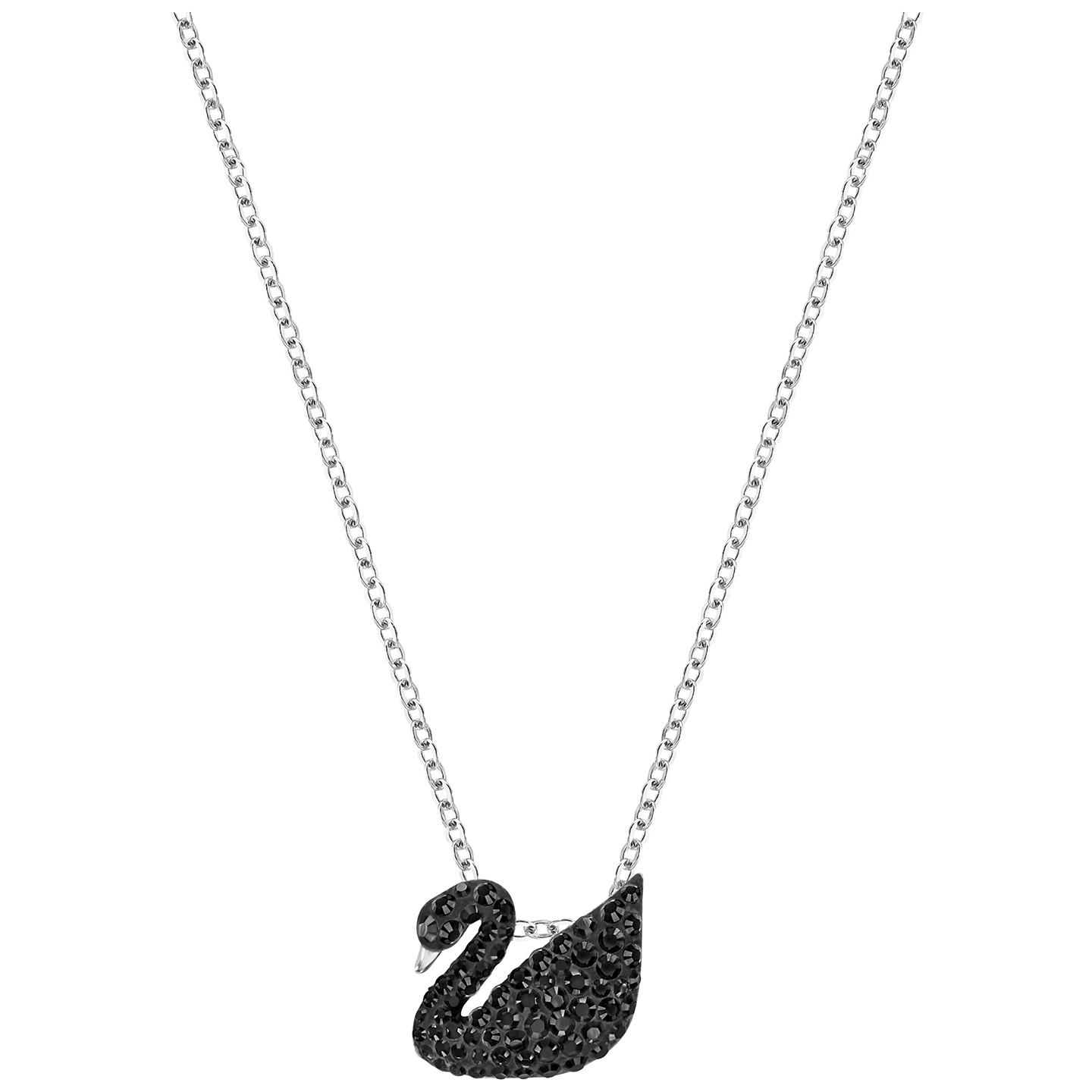 Collier cygne, métal rhodié, cristaux noirs - 5347330 - Swarovski