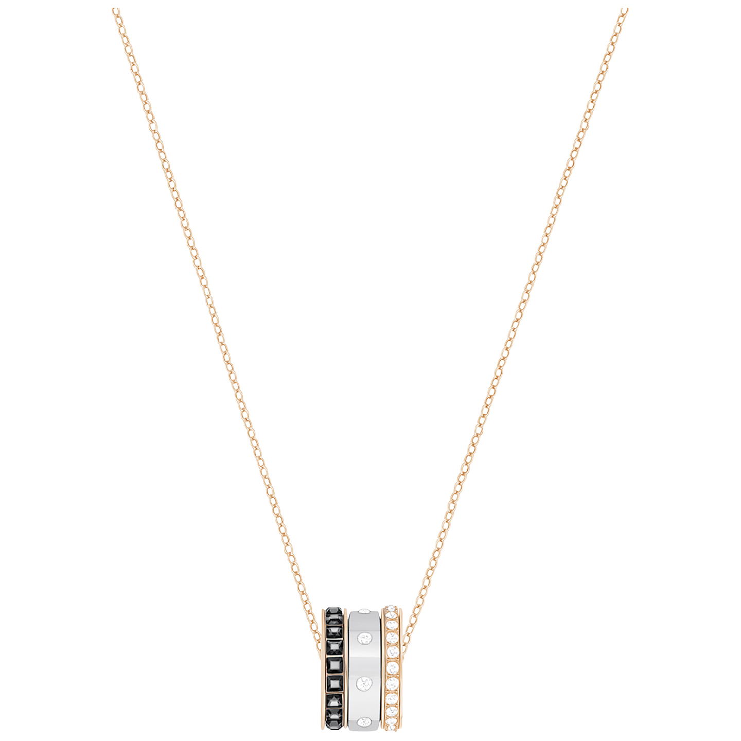 2-tone metal, white/black crystal necklace - 5353666 - Swarovski