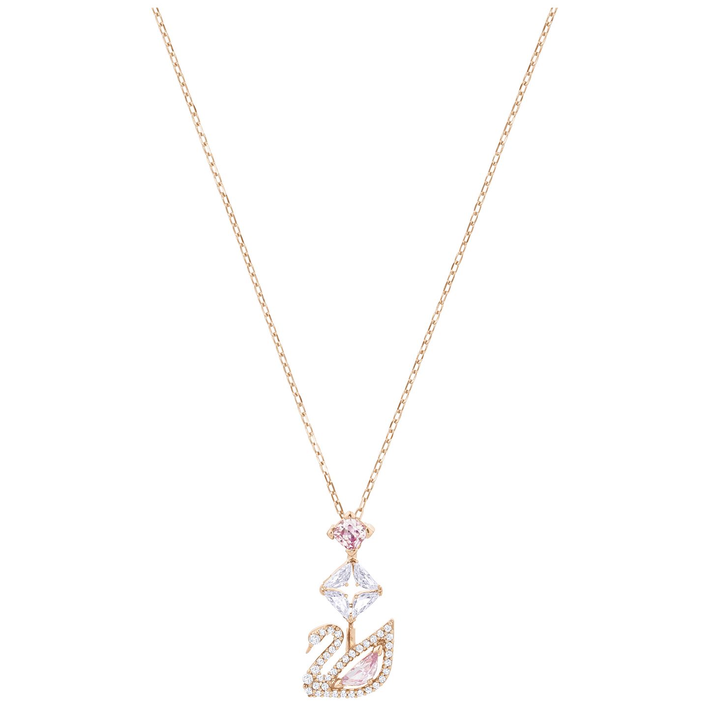 Collier cygne, métal rosé, cristaux roses/blancs - 5473024 - Swarovski