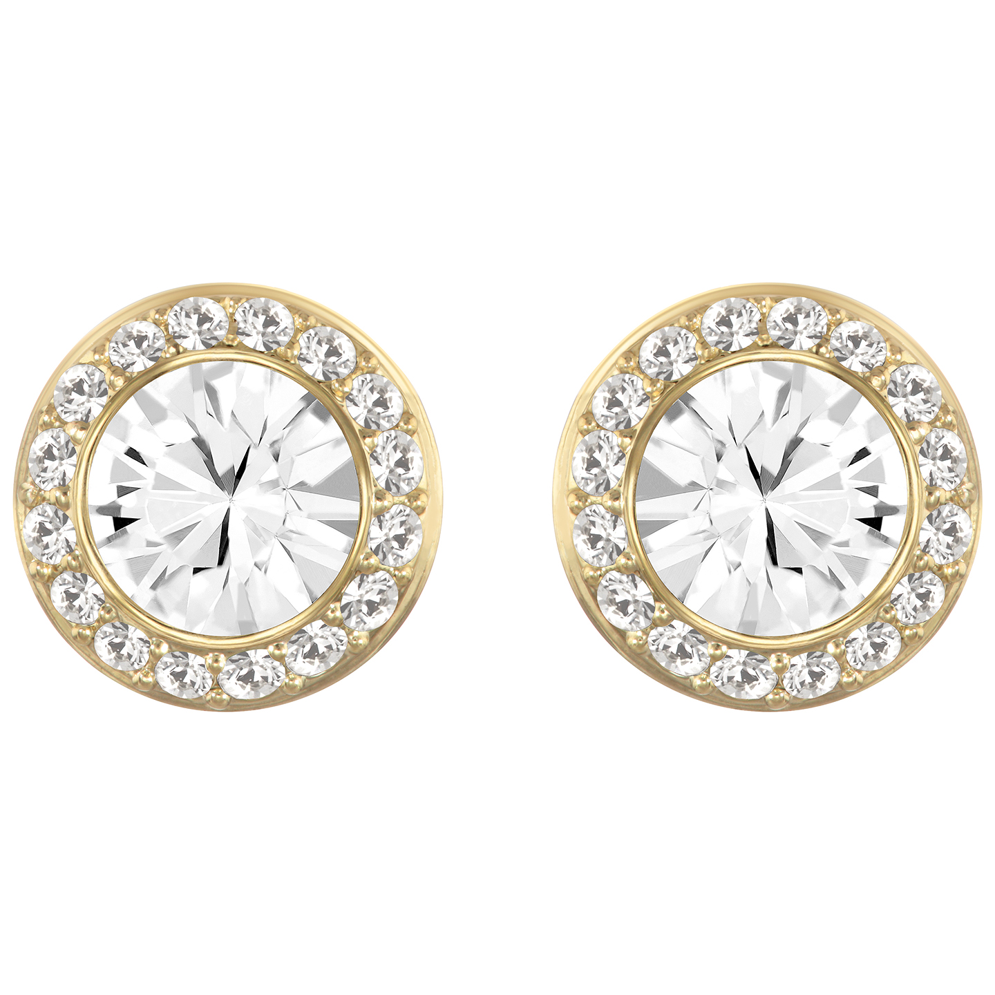 Gold metal, white crystals fixed earrings - 5505470 - Swarovski