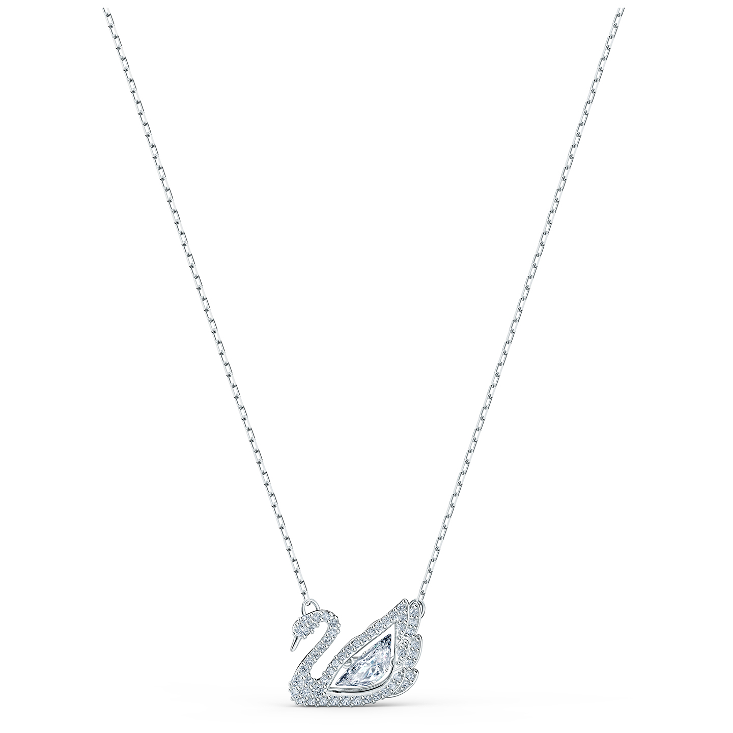 Metal and white crystal swan necklace - 5514421 - Swarovski