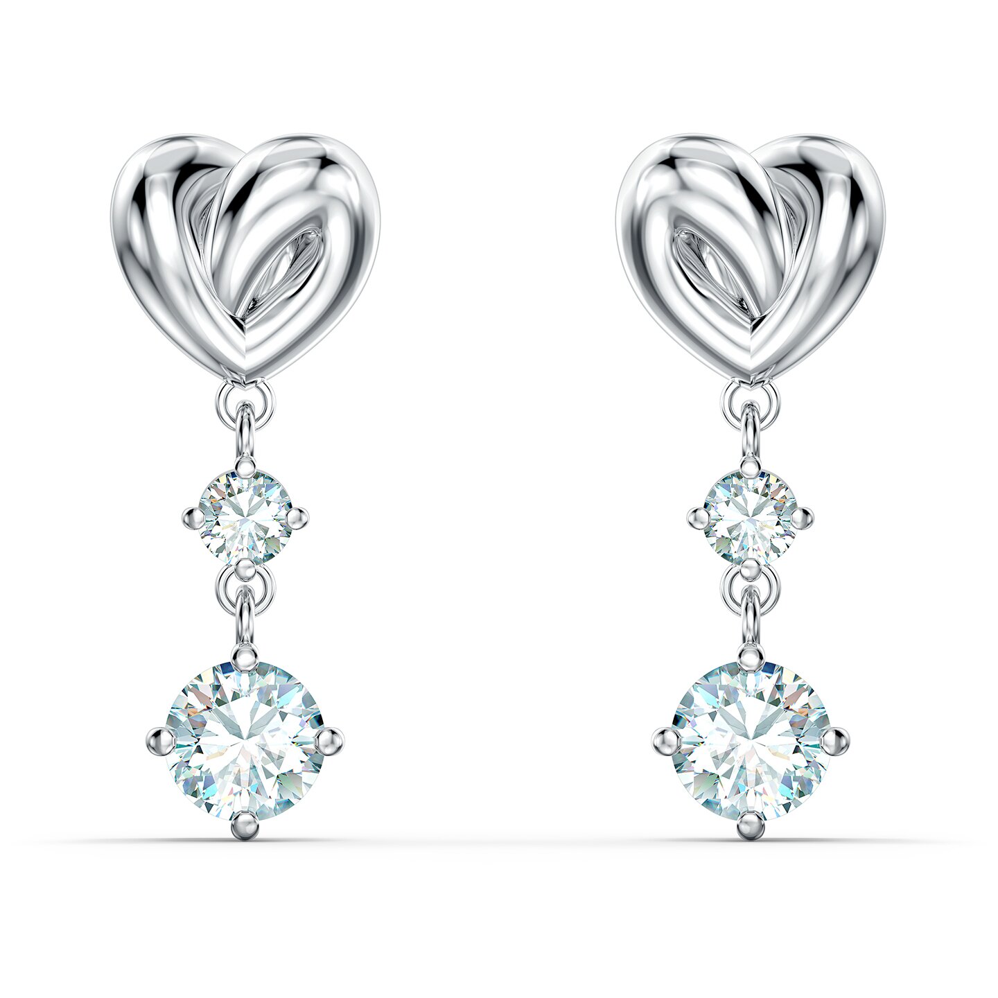 Metal and white crystal dang earrings - 5517943 - Swarovski