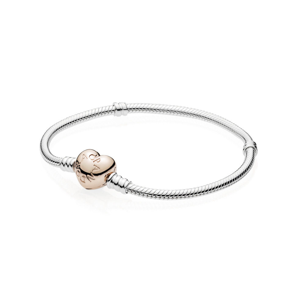 Bracelet fermoir coeur, argent, pandora rose - 580719-19 - Pandora