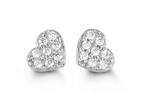 White gold heart-shaped warrings with zirconium - 6112E - Exclusivity