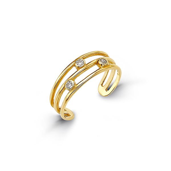 Bague d'orteil, or jaune, zircons