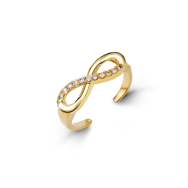 Bague d'orteil infini, or jaune, zircons