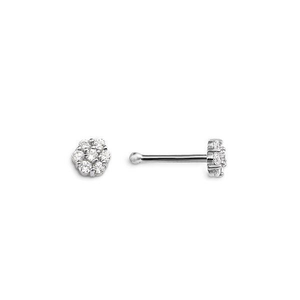 Boucle de nez fleur, or blanc, zircons - 7047W-CZ - Exclusivités