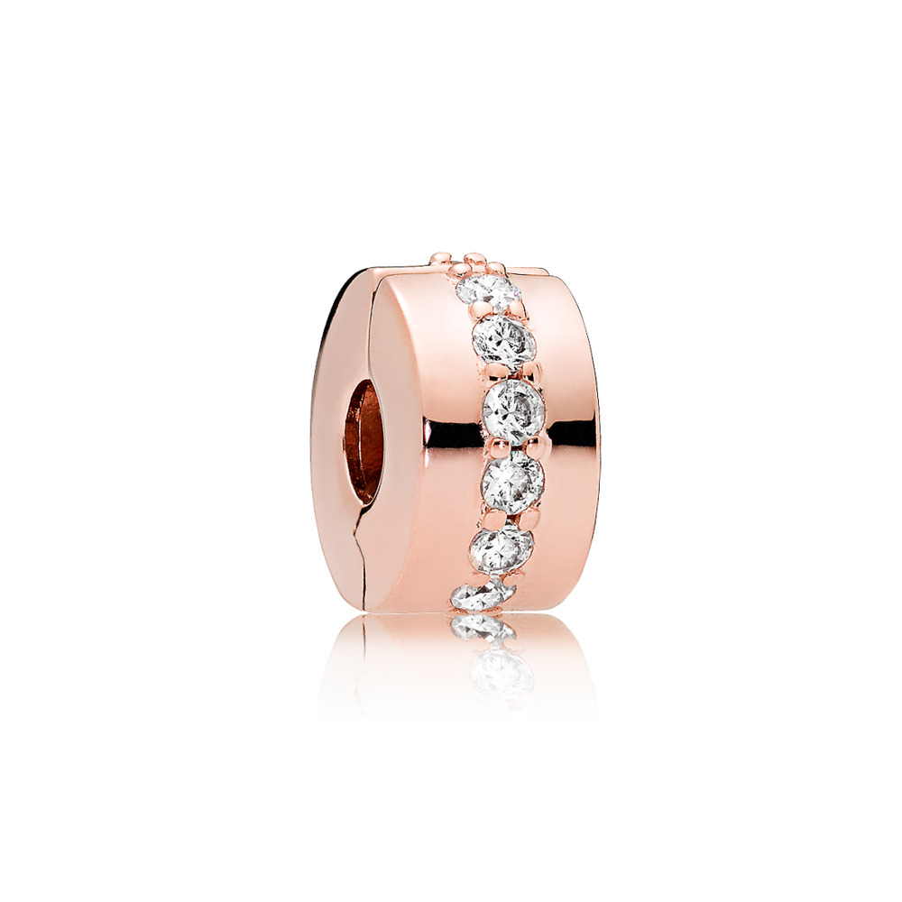 Clip chemin lumineux, pandora rose, zircons