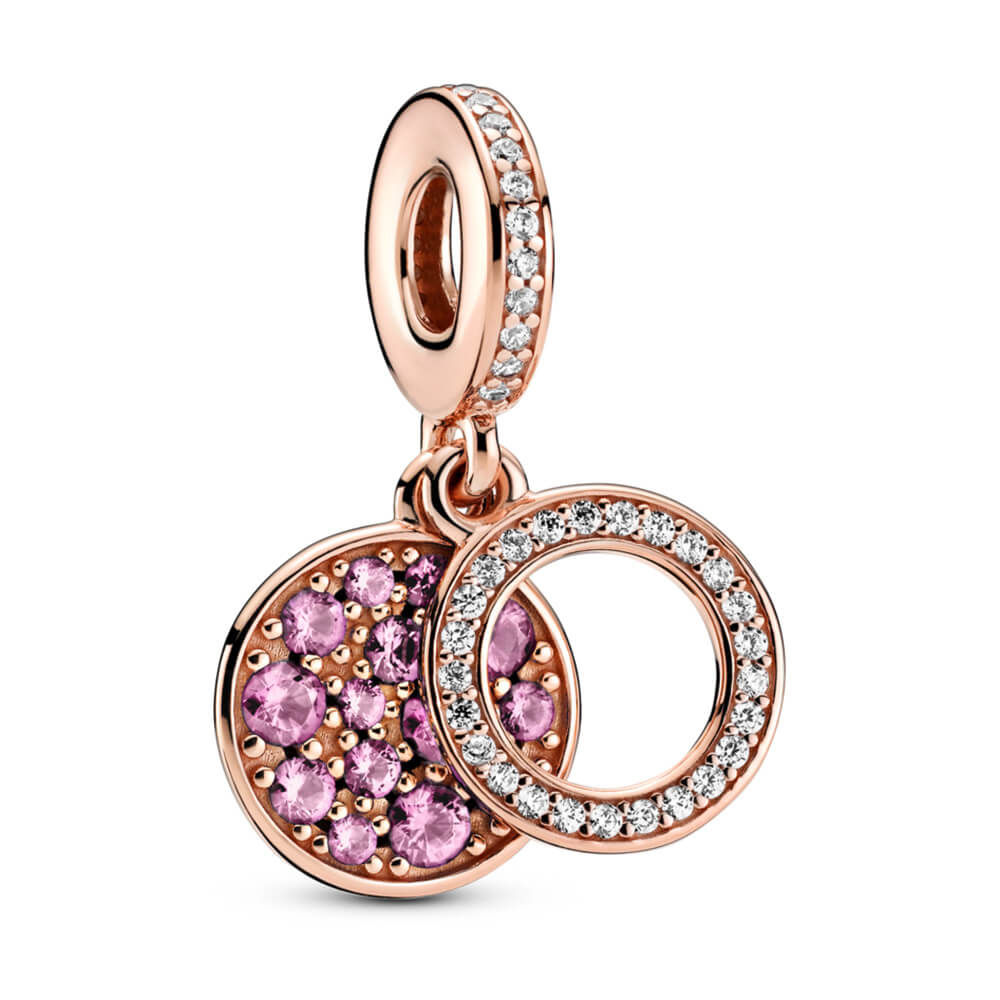 Bille disque rose scintillant cristal rose cz incolores pandora rose - 789186C02 - Pandora