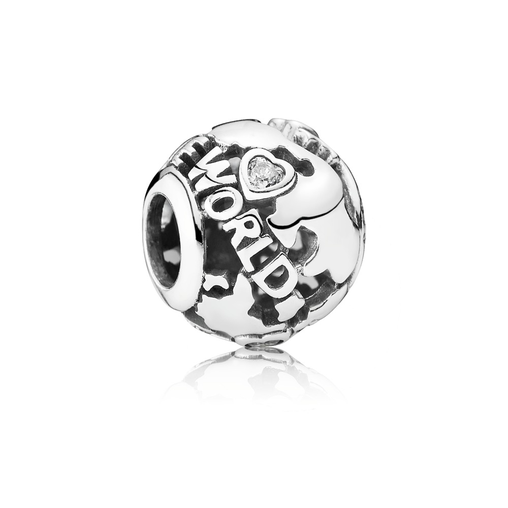 Bille ajouré monde, cz incolores - 791718CZ - Pandora