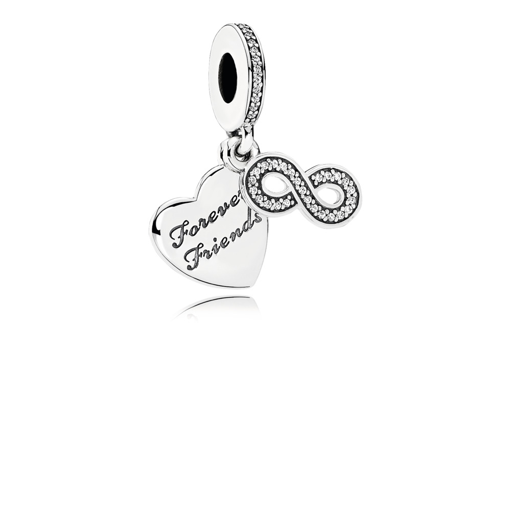 Bille coeur et symbole de l'infini amies pour toujours, cz incolores - 791948CZ - Pandora