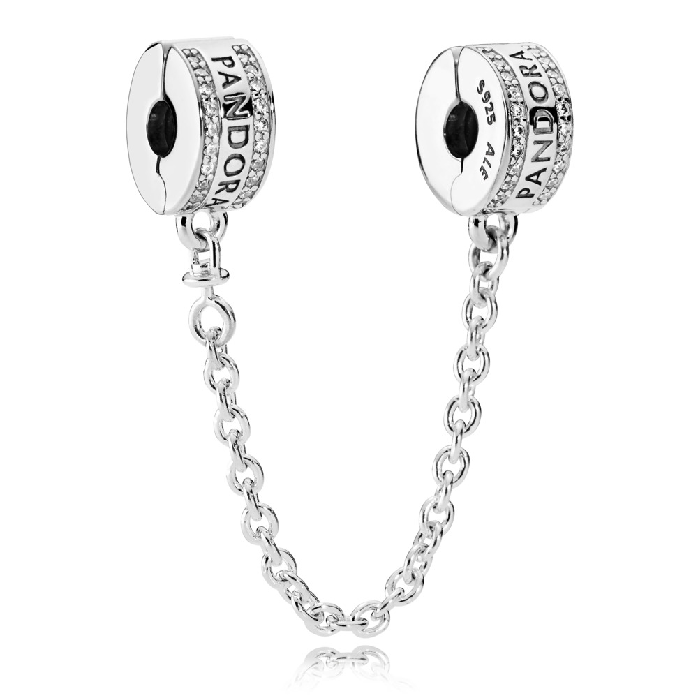 Chaîne de sécurité signature Pandora, argent, zircons - 792057CZ-05 - Pandora