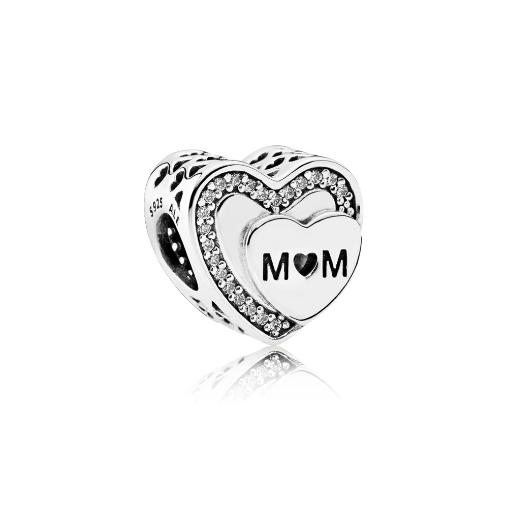 Bille coeur scintillant maman, cz incolores - 792070CZ - Pandora