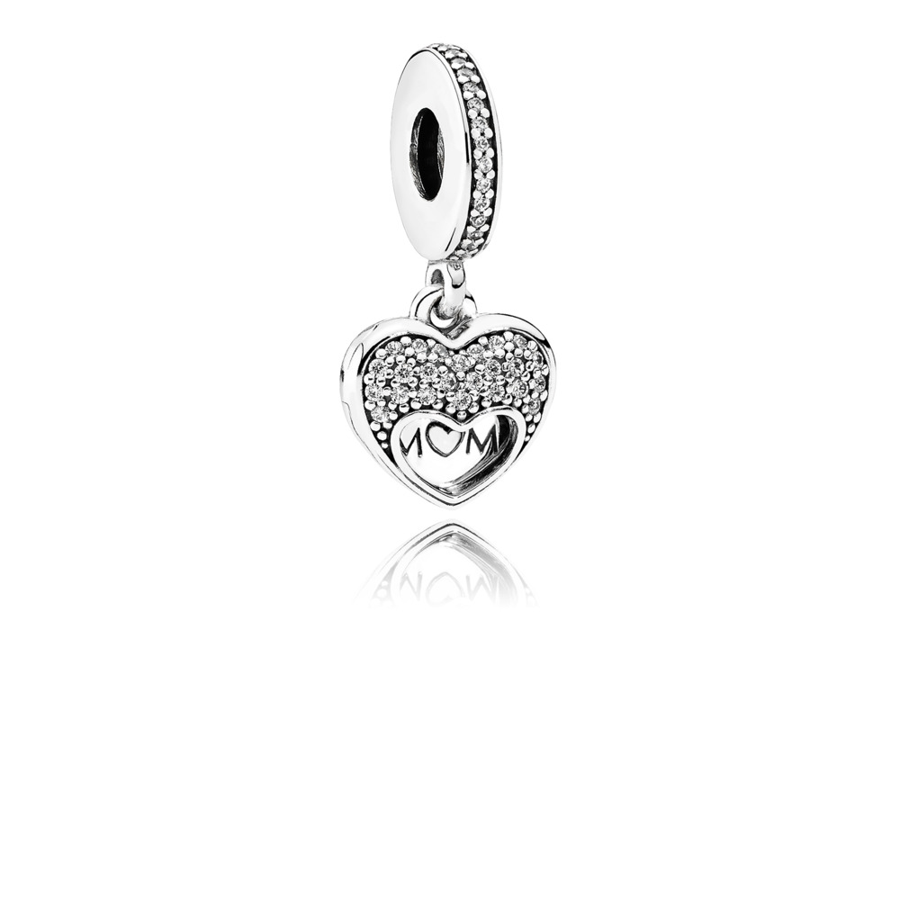 Bille coeur j'aime maman, cz incolores - 792071CZ - Pandora