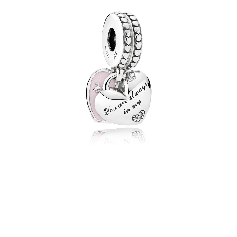 Bille coeur mère et fille, émail rose, cz incolores - 792072EN40 - Pandora