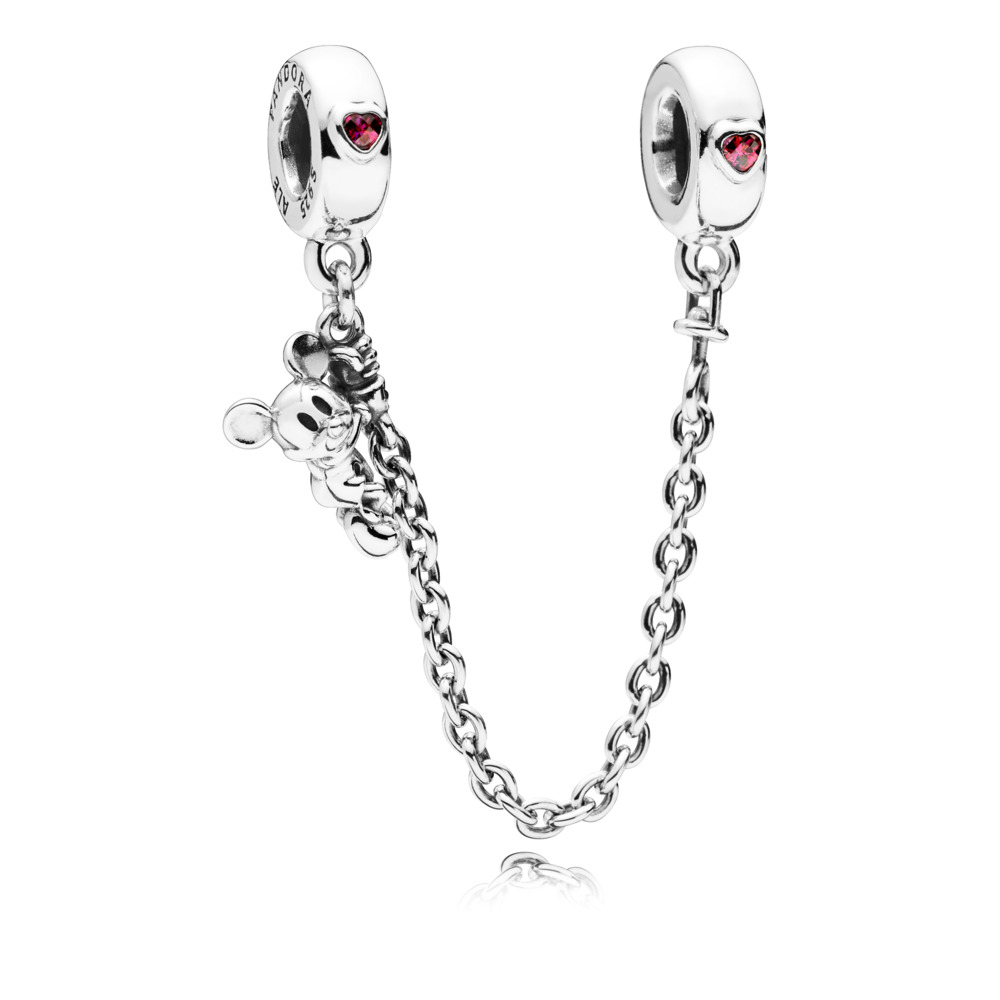 Chaîne de sécurité disney mickey en escalade, argent, zircons rouges - 797173CZR-05 - Pandora