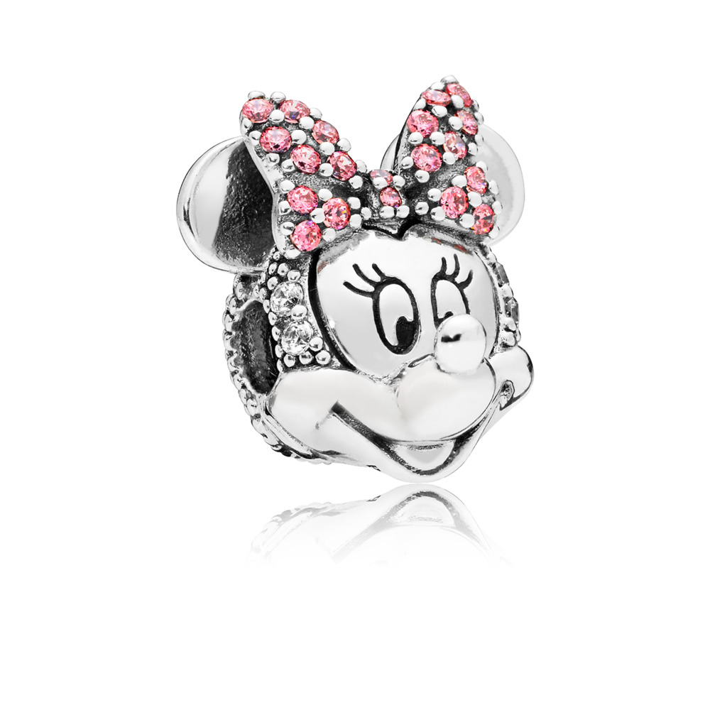 Bille Disney, portrait chatoyant de Minnie, argent, zircons blans/roses - 797496CZS - Pandora