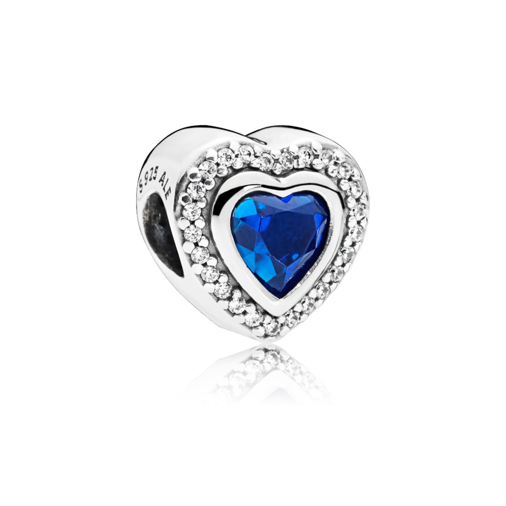 Bille coeur scintillant, cristal bleu et cz incolores - 797608NANB - Pandora