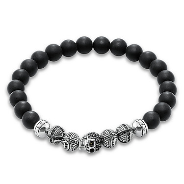 Bracelet tête de mort obsidienne cz noir - A1099-159-11-L - Thomas Sabo