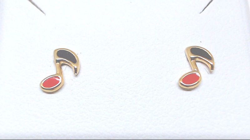 Yellow gold music note screwed earrings - AD-151 - Adora By Malo