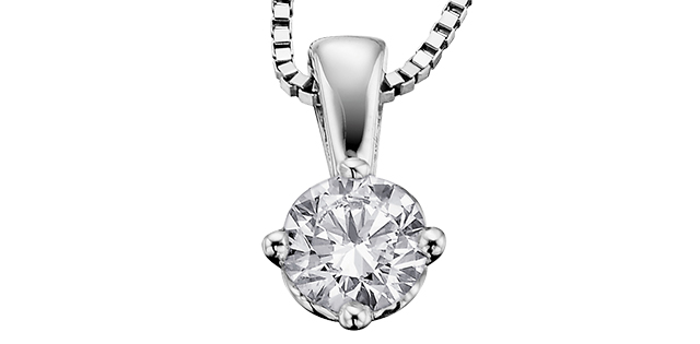 Pendentif or blanc 17 points de diamants, certificat - AM317W17 - Corona