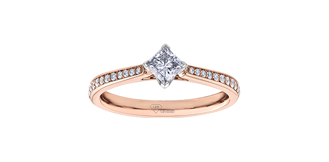 Bague 2 tons rose 50 pts dia certificat - AM435RW50 - Corona