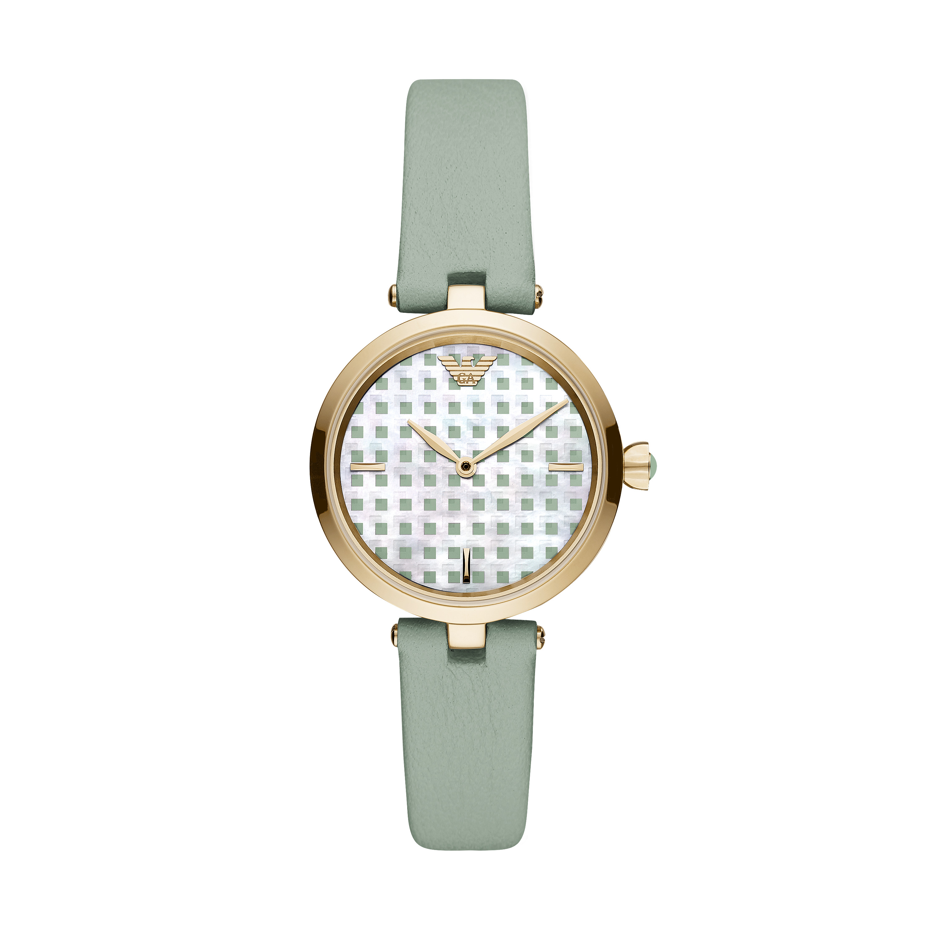 Montre femme cuir vert et acier doré