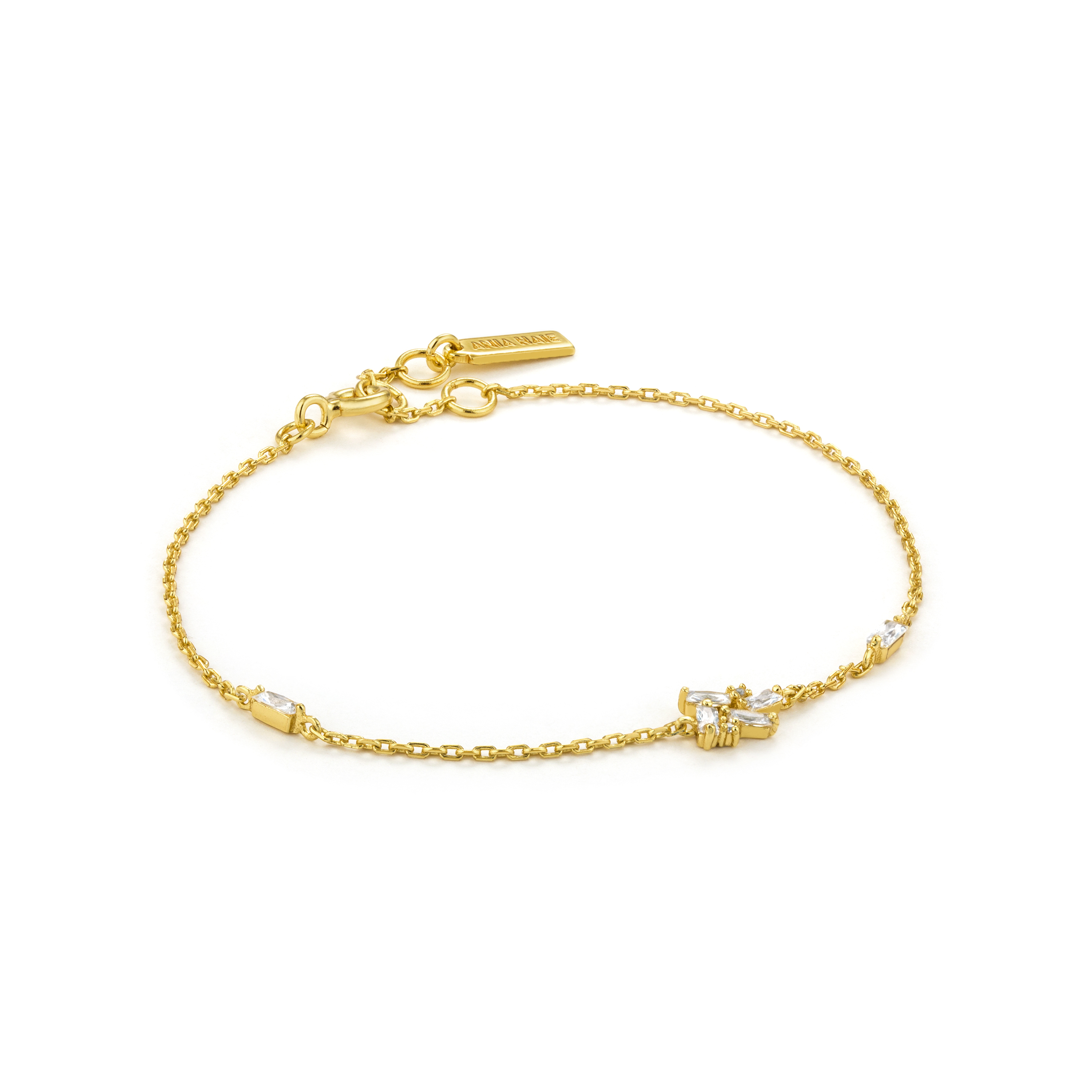 Gold-plated silver bracelet with cubic zirconium - B018-02G - Ania Haie