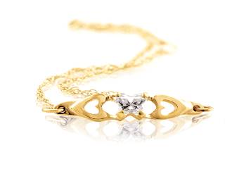 Yellow gold april butterfly bracelet with cz