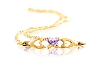 Bracelet papillon or jaune, juin, zircon mauve pâle - BB-JU-10 - B Fly