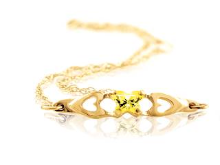 Bracelet papillon or jaune, novembre, zircon