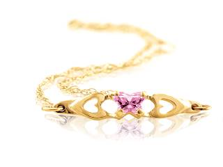 Bracelet papillon or jaune, octobre, zircon rose